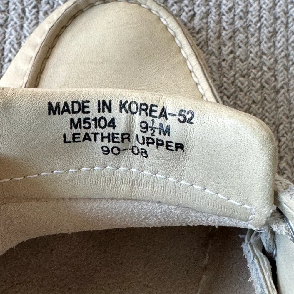 Vintage Rockport Tan Cream Leather Boat Shoes Loafers Size 9.5
